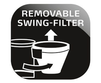 removable, dishwasher-safe swivel filter